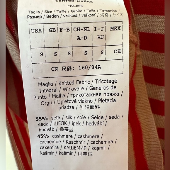 Max Mara Stagno Stripe Silk & Cashmere Sweater Top In Red/Tan NWOT - Picture 11 of 13